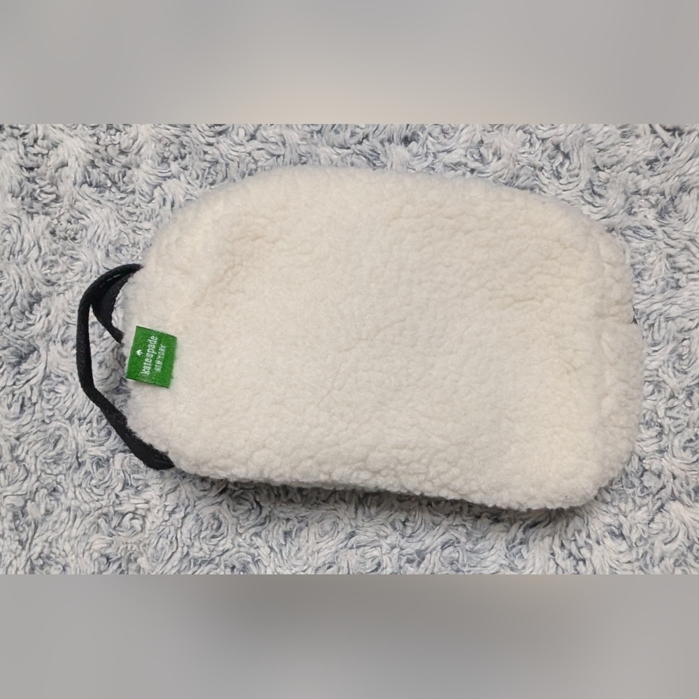 Kate Spade White Fleece Pouch with Black Strap